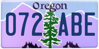 OR license plate 072ABE