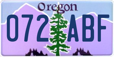 OR license plate 072ABF