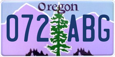 OR license plate 072ABG