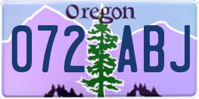 OR license plate 072ABJ
