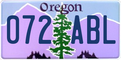 OR license plate 072ABL