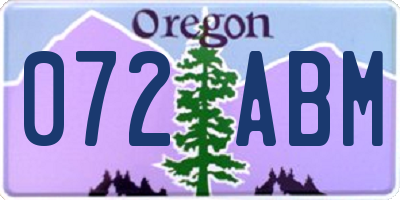 OR license plate 072ABM