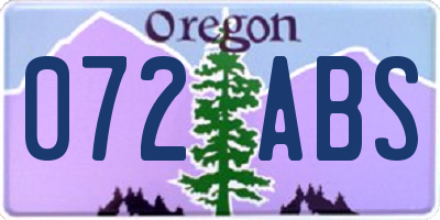 OR license plate 072ABS