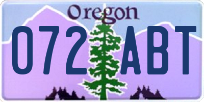 OR license plate 072ABT