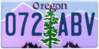 OR license plate 072ABV