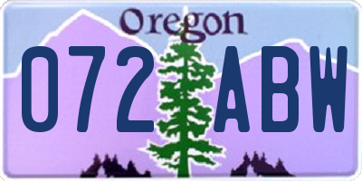 OR license plate 072ABW