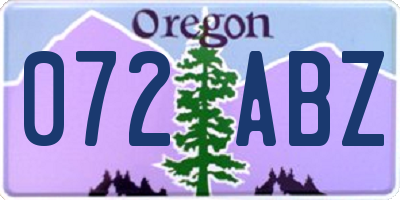 OR license plate 072ABZ