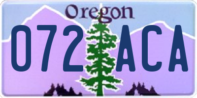 OR license plate 072ACA
