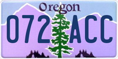OR license plate 072ACC