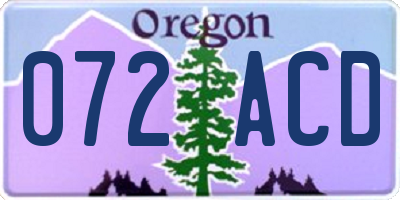OR license plate 072ACD