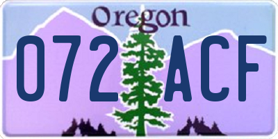 OR license plate 072ACF