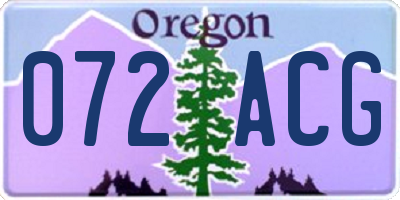 OR license plate 072ACG