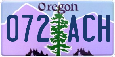 OR license plate 072ACH