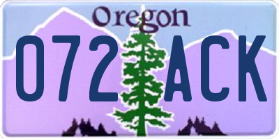 OR license plate 072ACK
