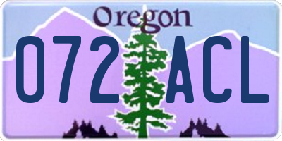 OR license plate 072ACL