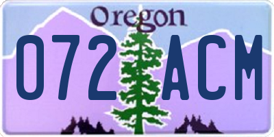 OR license plate 072ACM
