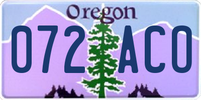 OR license plate 072ACO
