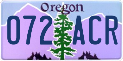 OR license plate 072ACR