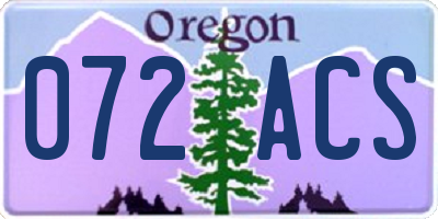 OR license plate 072ACS