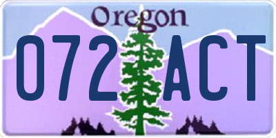 OR license plate 072ACT
