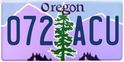 OR license plate 072ACU
