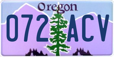 OR license plate 072ACV