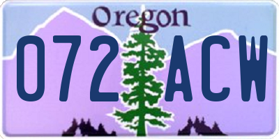 OR license plate 072ACW