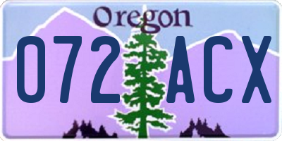OR license plate 072ACX