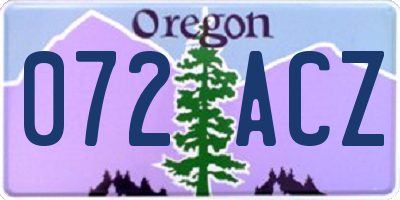 OR license plate 072ACZ