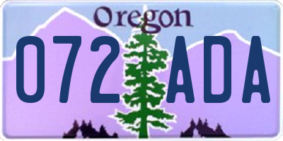 OR license plate 072ADA