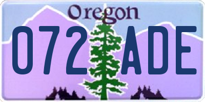 OR license plate 072ADE