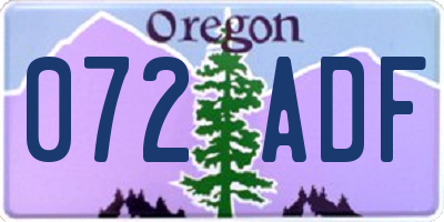 OR license plate 072ADF