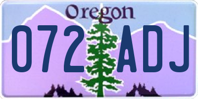 OR license plate 072ADJ