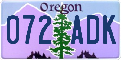 OR license plate 072ADK