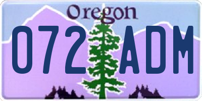 OR license plate 072ADM