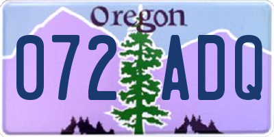 OR license plate 072ADQ