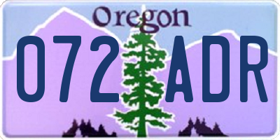 OR license plate 072ADR