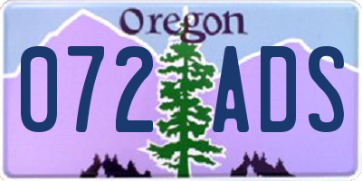 OR license plate 072ADS