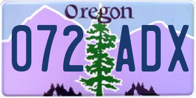 OR license plate 072ADX