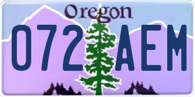 OR license plate 072AEM