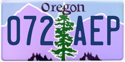 OR license plate 072AEP