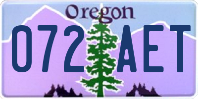 OR license plate 072AET