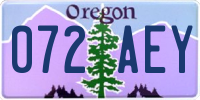 OR license plate 072AEY
