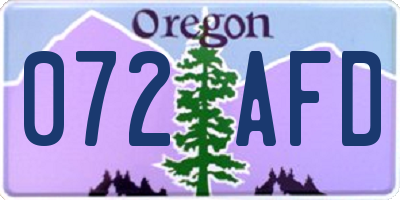 OR license plate 072AFD