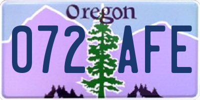 OR license plate 072AFE