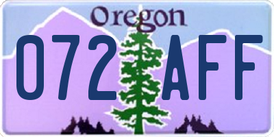 OR license plate 072AFF