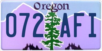 OR license plate 072AFI