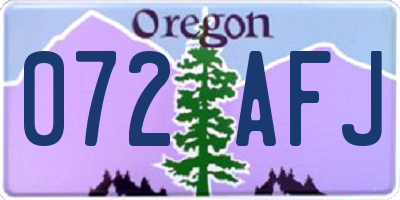 OR license plate 072AFJ