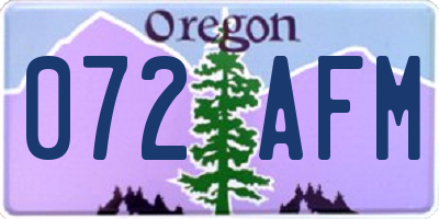 OR license plate 072AFM