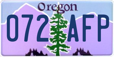 OR license plate 072AFP